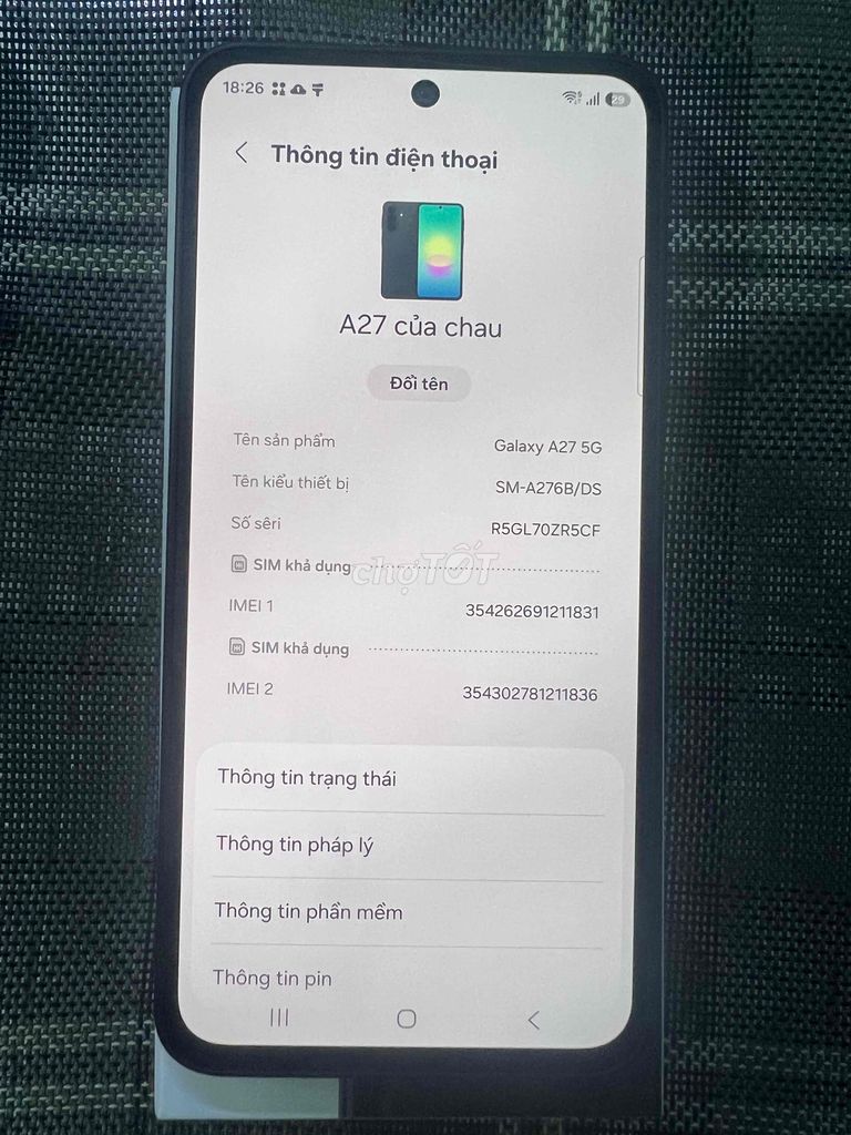 Samsung Galaxy A27 5G 128GB Đen 8GB. Mua bán Điện thoại tại Huyện Bình Chánh Tp Hồ Chí Minh được đăng bởi Duong Chau hình 1