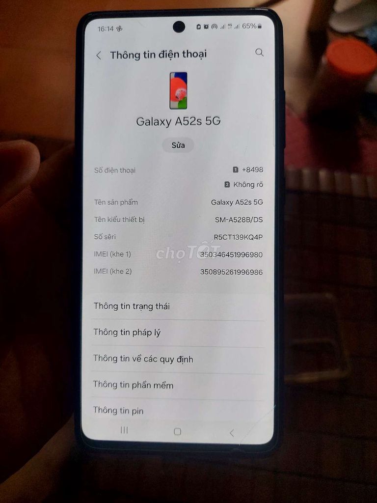 Samsung Galaxy A52s 5G 8GB/128GB ko lỗi lầm. Mua bán Điện thoại tại Quận Bắc Từ Liêm Hà Nội được đăng bởi Minh hình 1