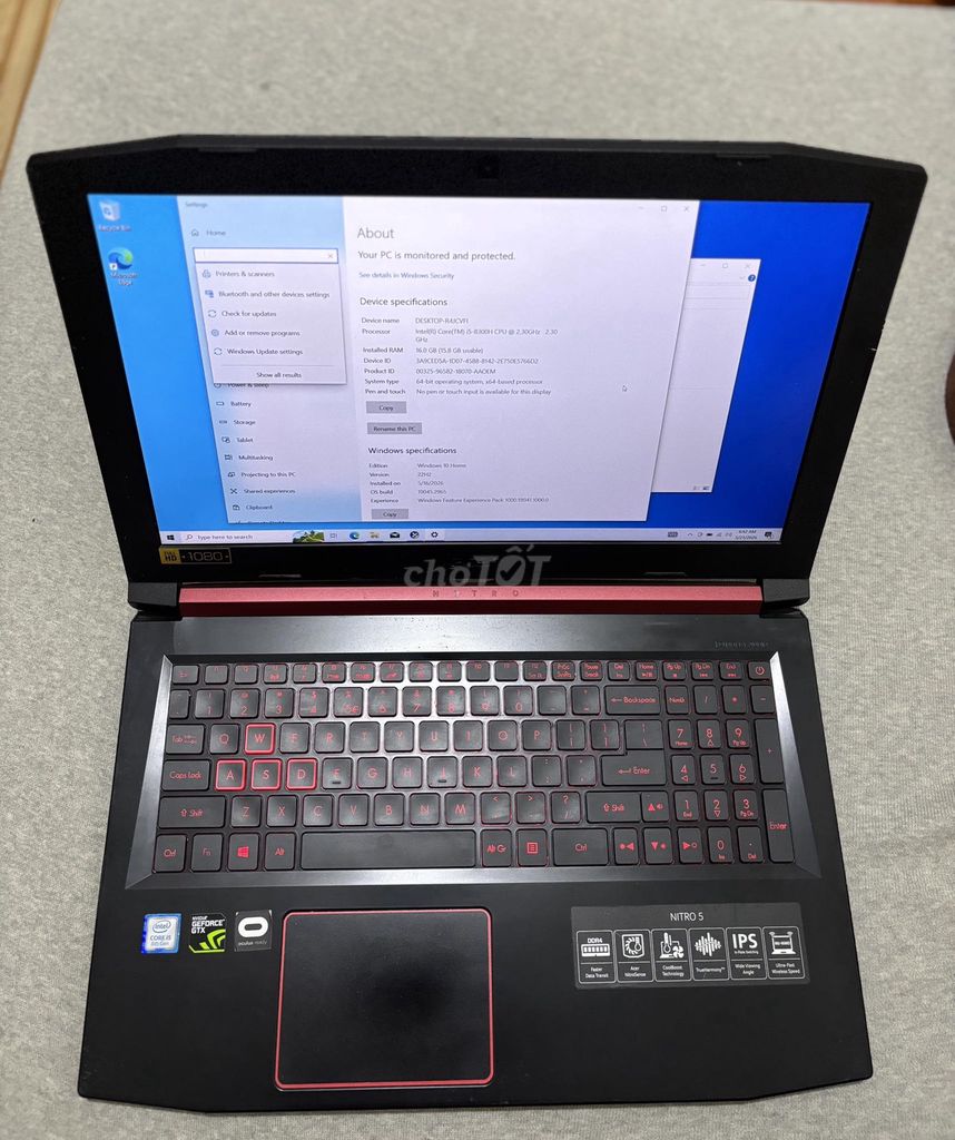 Acer Nitro 5 i5-8th 15.6 inch 16GB/1TB. Mua bán Laptop tại Quận 4 Tp Hồ Chí Minh được đăng bởi Vu Phan hình 1