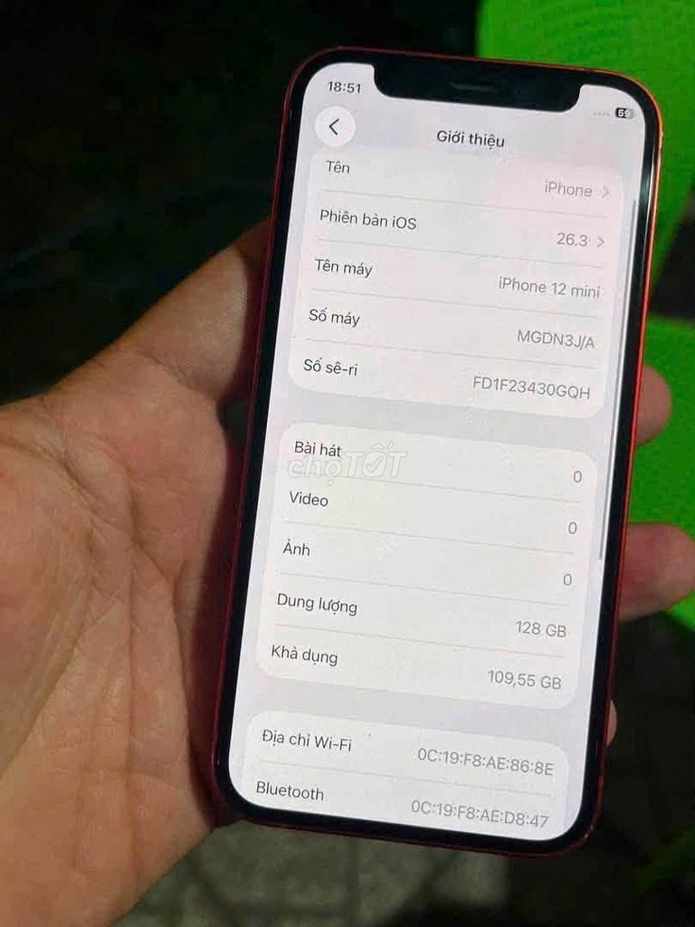 Apple iPhone 12 mini 128GB Đỏ 100% pin. Mua bán Điện thoại tại Quận 1 Tp Hồ Chí Minh được đăng bởi Hội Đồ Điện Tử hình 1