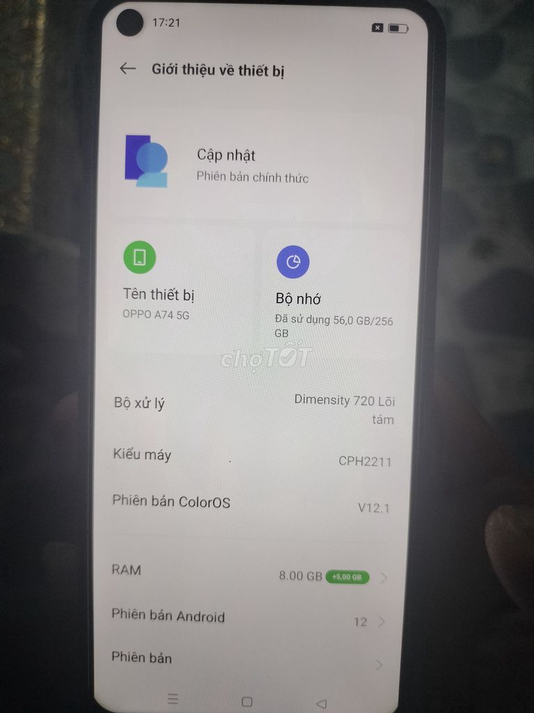 OPPO A74 5G 256GB Dimensity 720. Mua bán Điện thoại tại Huyện Cần Giuộc Long An được đăng bởi Nguyễn văn hiep hình 1