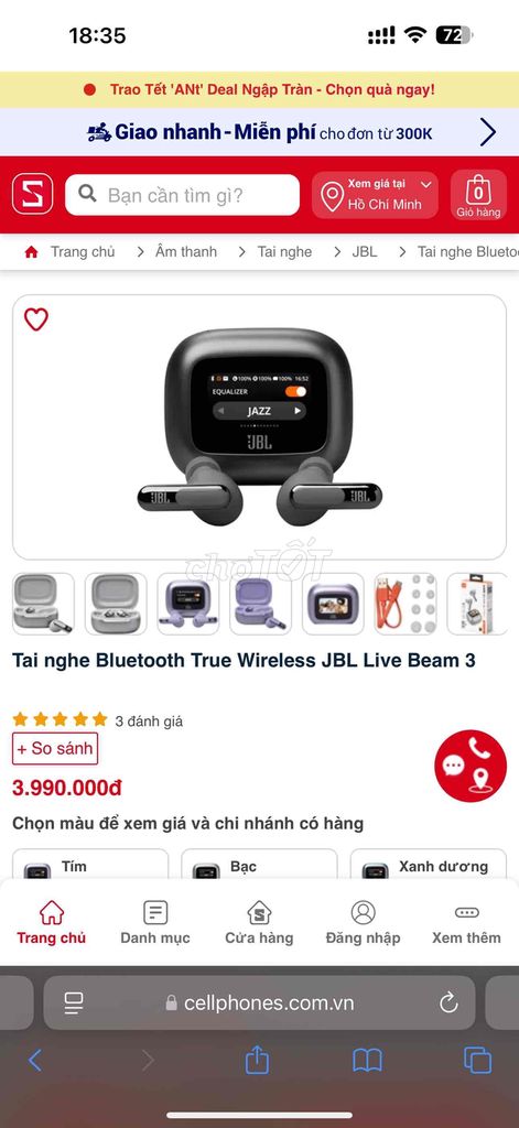 JBL LIVE BEAM 3 Mới 100% Full BH