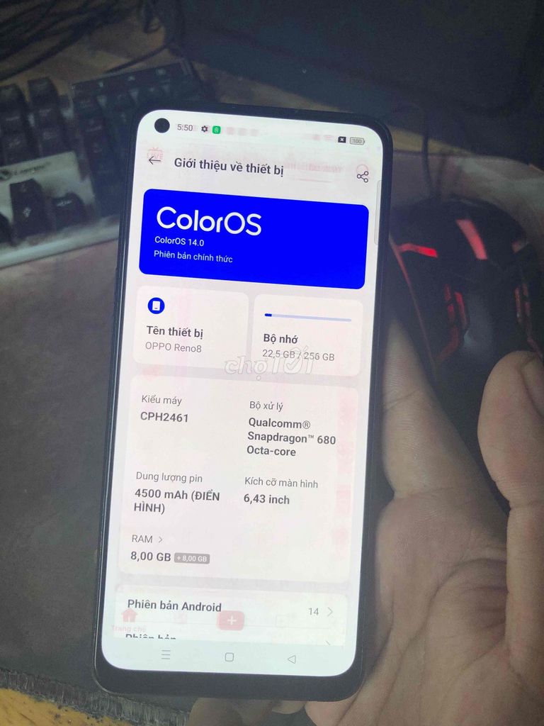 OPPO Reno 8 256GB Đen. Mua bán Điện thoại tại Thành phố Biên Hòa Đồng Nai được đăng bởi Huỳnh lợi Tân Hiệp  hình 1