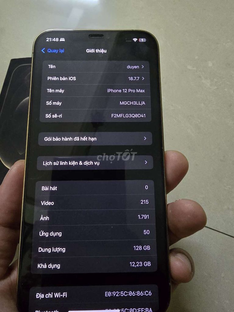 iPhone 12 Pro Max 128GB Vàng. Mua bán Điện thoại tại Huyện Kim Động Hưng Yên được đăng bởi Nam hình 1