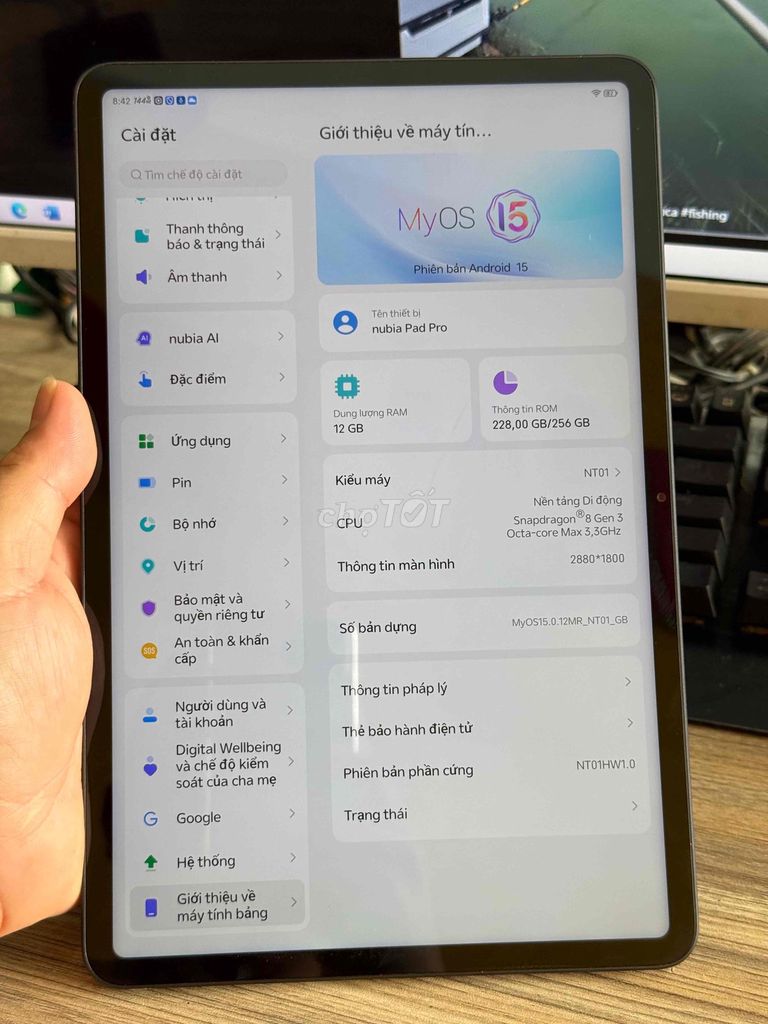 Nubia Pad Pro Snap 8 Gen 3 12GB/256GB. Mua bán Máy tính bảng tại Thành phố Thuận An Bình Dương được đăng bởi trọng nhân hình 1