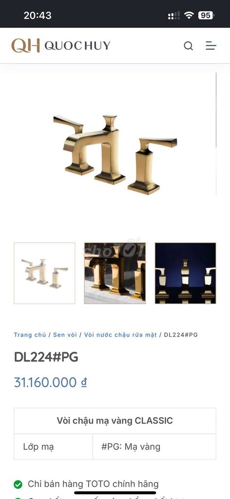 Vòi chậu rửa mặt TOTO DL224#PG Đồng Vàng. Mua bán Thiết bị vệ sinh, nhà tắm tại Quận Bắc Từ Liêm Hà Nội được đăng bởi Nguyễn Kim  hình 1