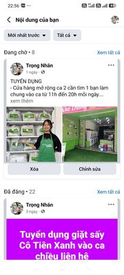 Tuyển dụng giặt sấy Cô Tiên Xanh Mỹ An