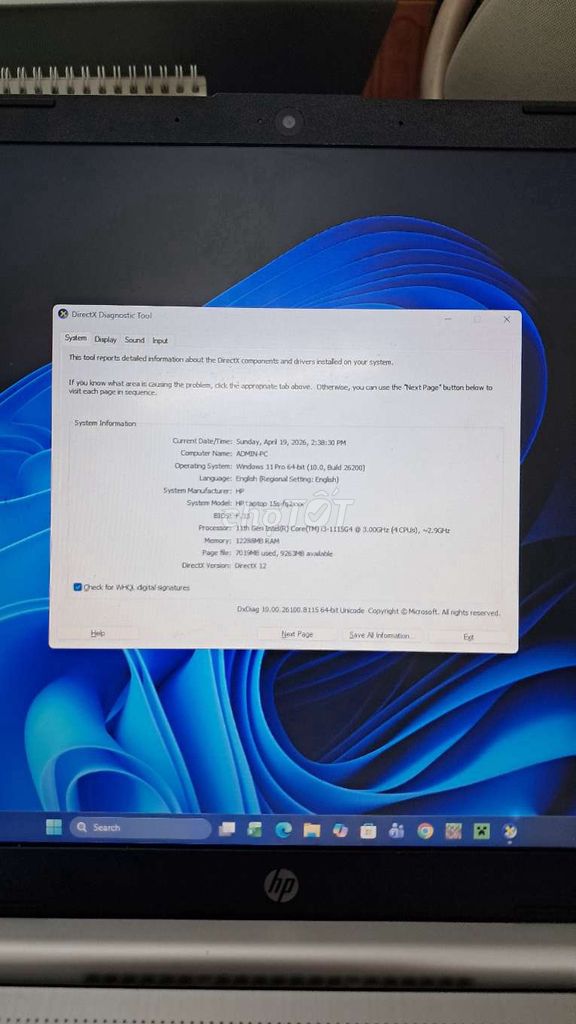 HP 15s-fq2662TU i3 12GB. Mua bán Laptop tại Quận Hai Bà Trưng Hà Nội được đăng bởi bùi hữu liêm  hình 1