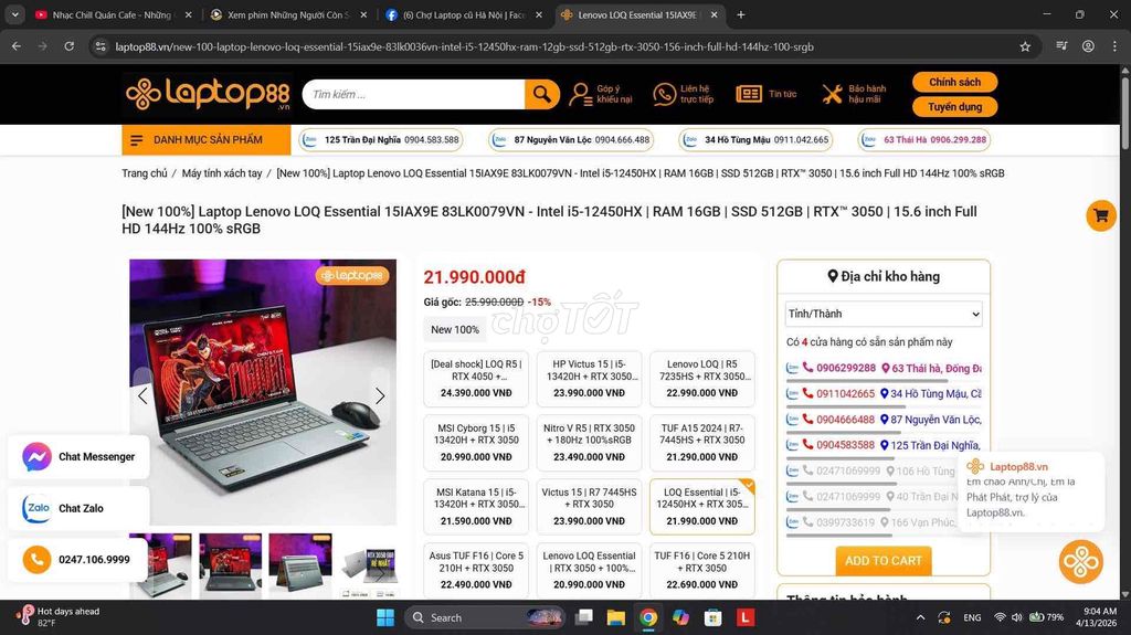 Lenovo LOQ Essential 15IAX9E i5-12450HX. Mua bán Laptop tại Huyện Gia Bình Bắc Ninh được đăng bởi Trần Quang Trường hình 1