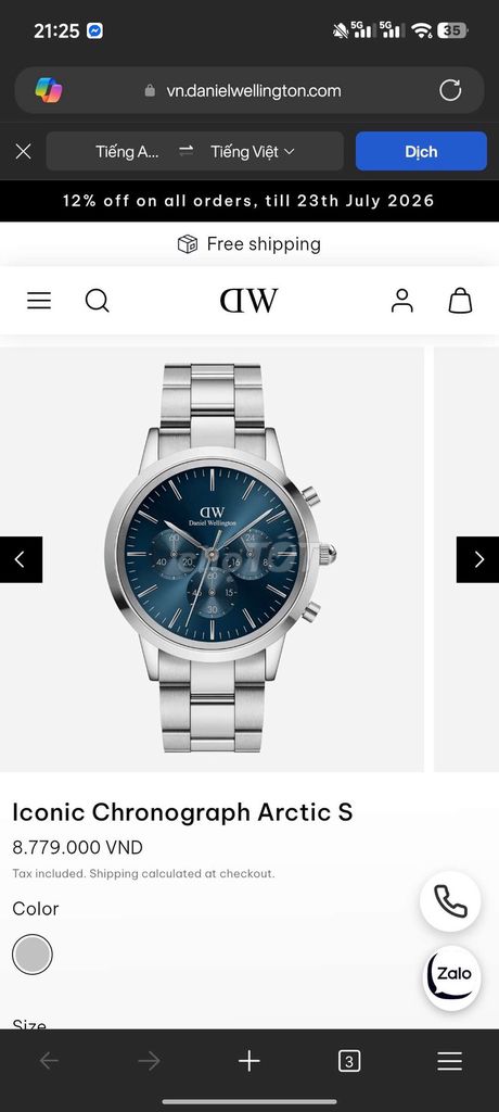 Đồng hồ Daniel Wellington Iconic Chronograph Arct. Mua bán Đồng hồ tại Thành phố Thái Bình Thái Bình được đăng bởi phúc nguyễn hình 1