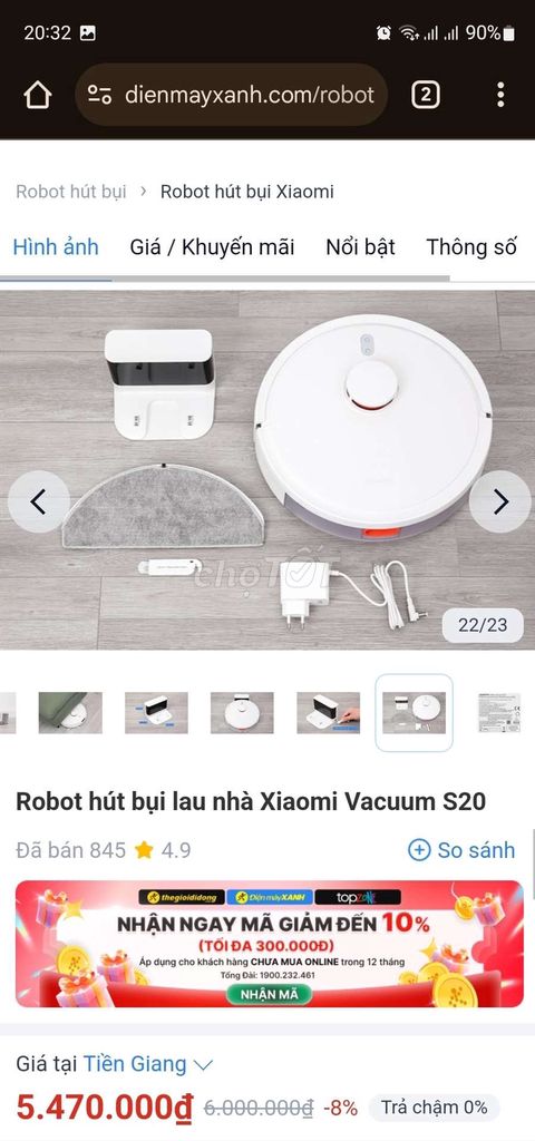 Robot hút bụi lau nhà Xiaomi Vacum S20 nguyên seal