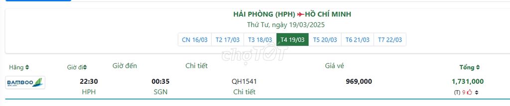 HẢI PHÒNG  HỒ CHÍ MINH Thứ Tư, ngày 19/03/2025