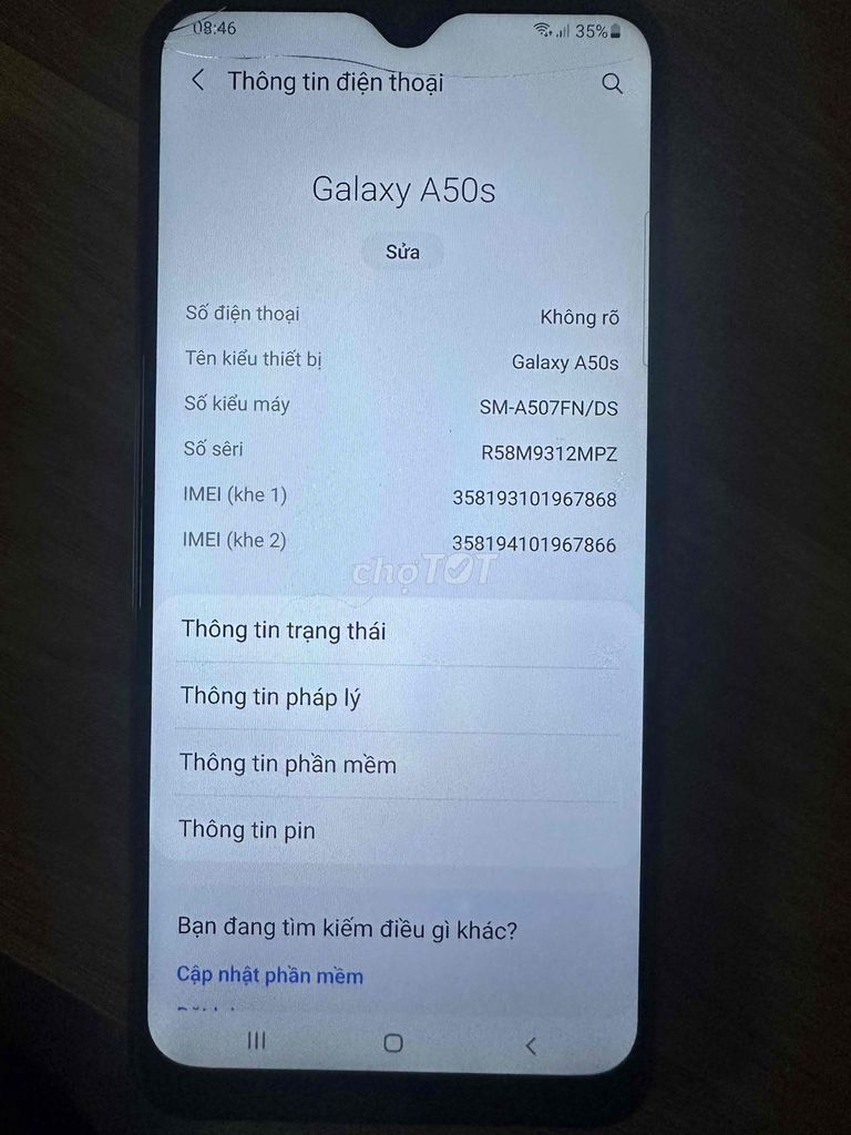 Samsung Galaxy A50s Đen Đã sử dụng. Mua bán Điện thoại tại Thị xã Bến Cát Bình Dương được đăng bởi Anh hình 1