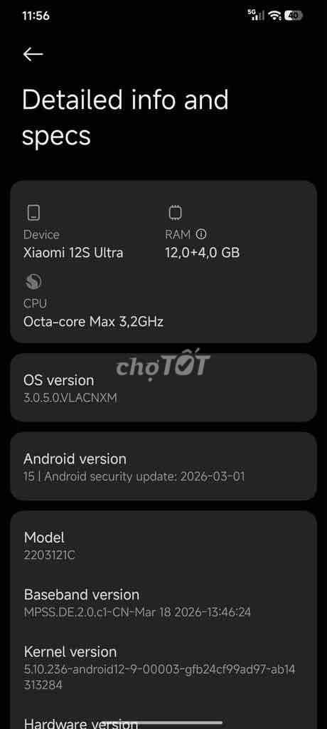 Xiaomi 12S Ultra Đen. Mua bán Điện thoại tại Quận Cầu Giấy Hà Nội được đăng bởi Nguyễn Thành Nam hình 1