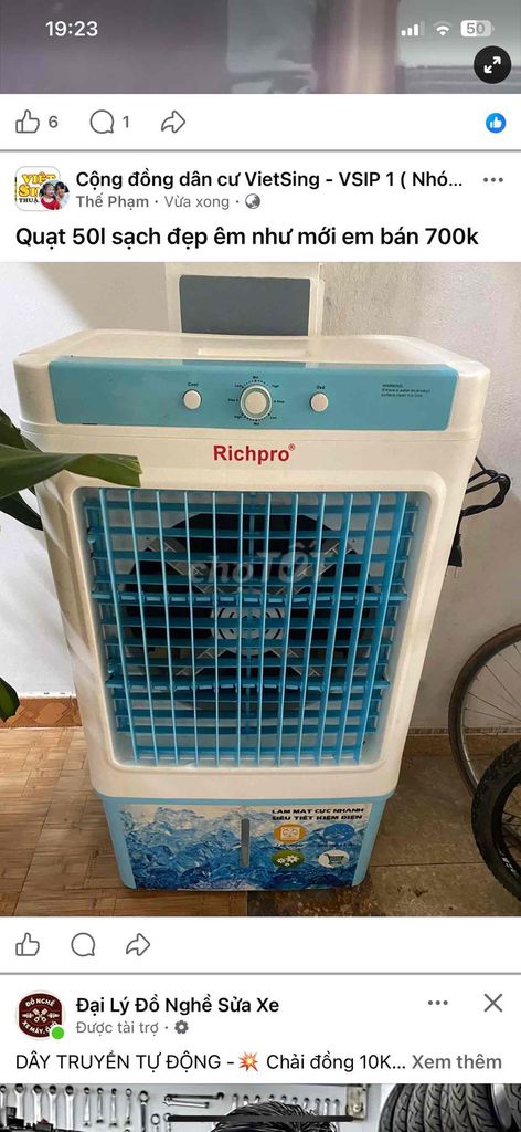 Quạt hơi nước Richpro 50L Trắng, Xanh. Mua bán Quạt tại Huyện Triệu Sơn Thanh Hóa được đăng bởi linh anh hình 1