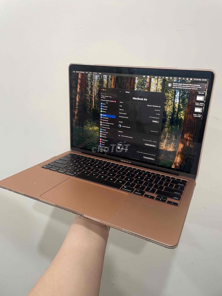 Apple MacBook Air M1 13.3 inch 16GB/512GB. Mua bán Laptop tại Quận Bình Thạnh Tp Hồ Chí Minh được đăng bởi Nguyen Trinh hình 1