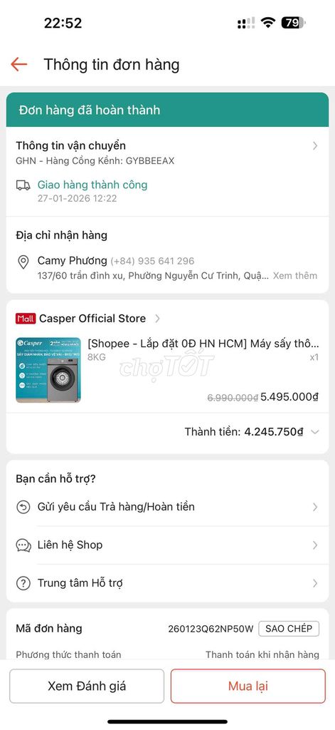 Máy sấy Casper 8KG Xám. Mua bán Nội thất, đồ gia dụng khác tại Quận 1 Tp Hồ Chí Minh được đăng bởi Phương hình 1