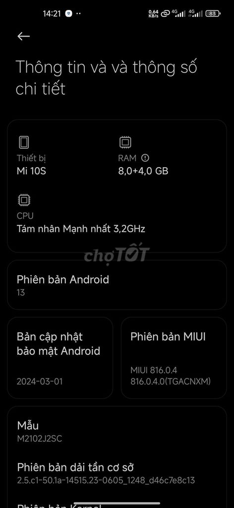 Xiaomi Mi 10S 8GB Android 13. Mua bán Điện thoại tại Huyện Phú Vang Thừa Thiên Huế được đăng bởi Quý hình 1