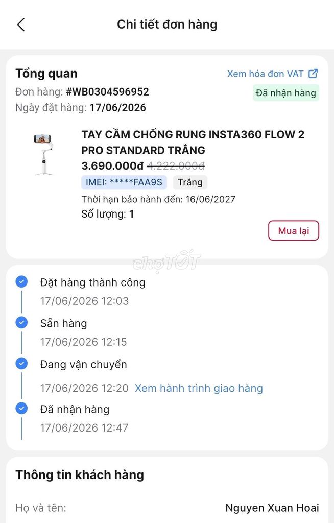Tay cầm chống rung Insta360 Flow 2 Pro Trắng cũ. Mua bán Phụ kiện (Màn hình, Chuột...) tại Quận Ngũ Hành Sơn Đà Nẵng được đăng bởi Nguyễn Xuân Hoài hình 1