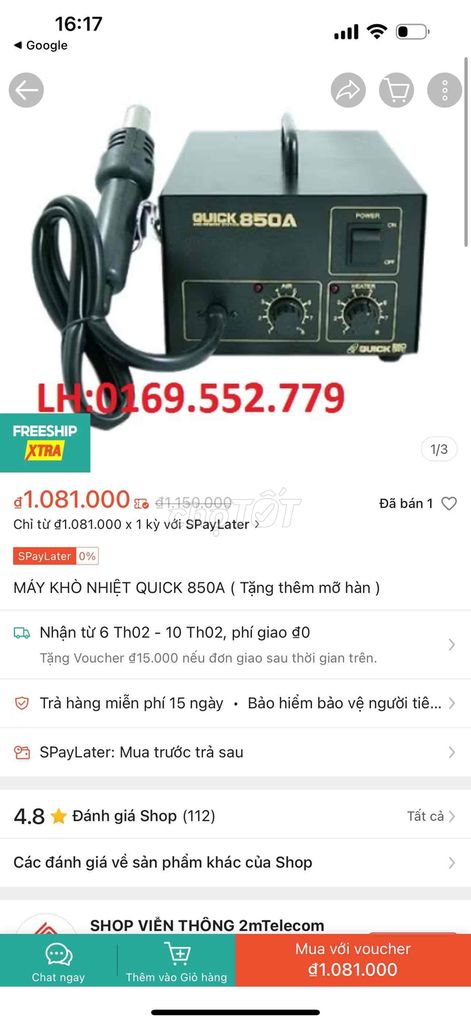 máy khò nhiệt 850A . còn xài tốt