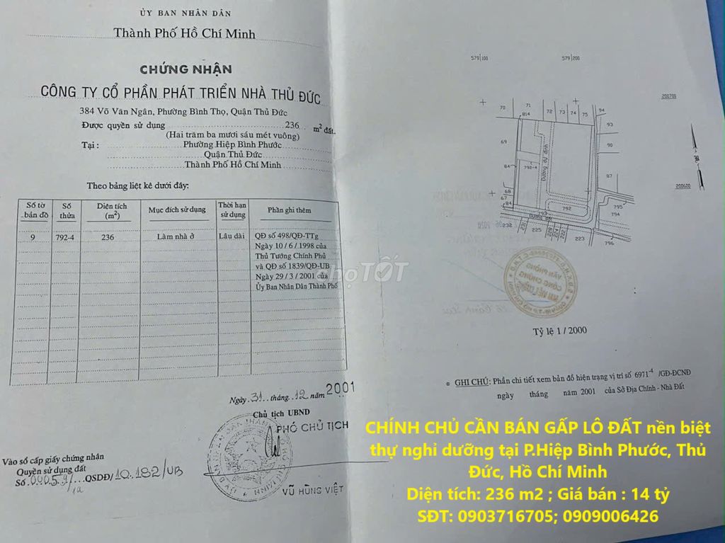 ĐẤT nền biệt thự nghỉ dưỡng tại P.Hiệp Bình Phước, Thủ Đức,Hồ Chí Minh