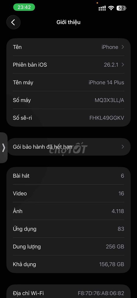 Apple iPhone 14 Plus 256GB Tím. Mua bán Điện thoại tại Thành phố Nam Định Nam Định được đăng bởi  Tùng hình 1