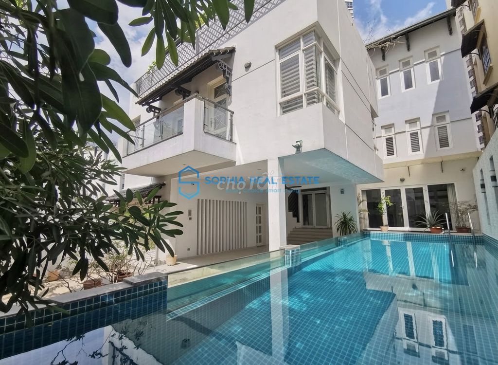 💥Cho thuê Villa Nguyễn Văn Hưởng Thảo Điền 400m2, 1 trệt 3 lầu 4PN 5WC
