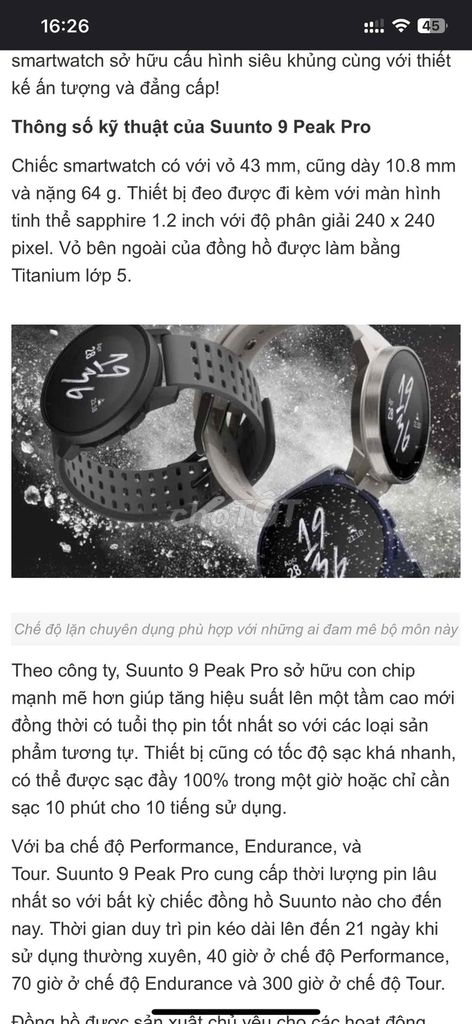 ĐỒNG HỒ THỂ THAO SUUNTO 9 PEAK PRO ZIN NGUYÊN Seal