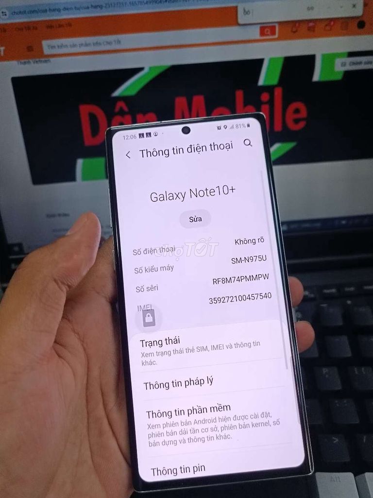 SAMSUNG NOTE 10 PLUS 12GB.256GB PIN 4300 MÁY ĐẸP. Mua bán Điện thoại tại Quận Bình Thạnh Tp Hồ Chí Minh được đăng bởi Dân Mobile hình 4