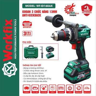 Máy Khoan Pin 13mm WORKFIX WF-ID160AK Lực 160N.m. Mua bán Đồ chuyên dụng, Giống nuôi trồng tại Quận Tân Bình Tp Hồ Chí Minh được đăng bởi Công Ty Trung An