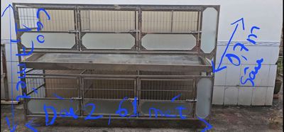 Chuồng chó Inox 304 6 ô 2 tầng Mới 95%