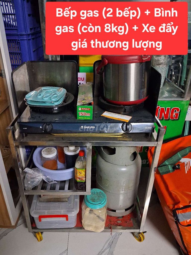 Bộ bếp gas đôi + Bình gas + Khung xe inox. Mua bán Đồ chuyên dụng, Giống nuôi trồng tại Quận 7 Tp Hồ Chí Minh được đăng bởi anh Cường hình 1