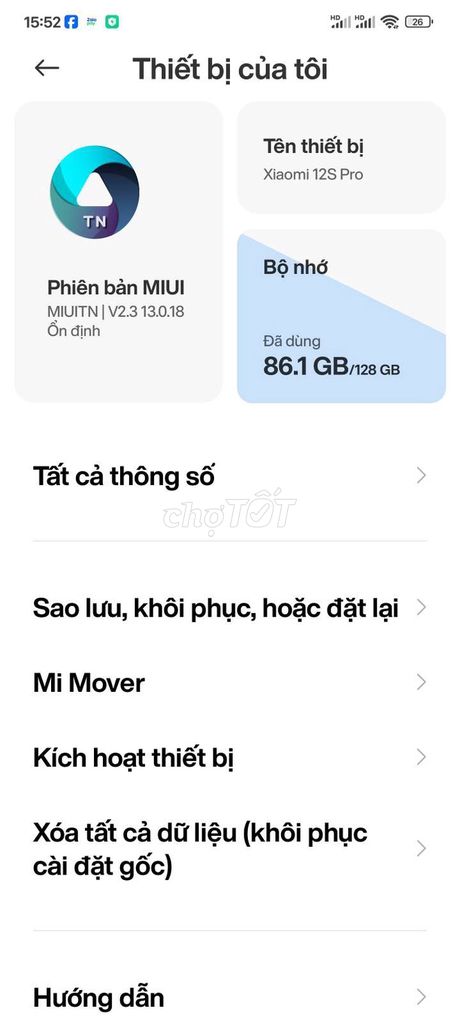 Xiaomi 12S Pro 128GB. Mua bán Điện thoại tại Huyện Đức Hòa Long An được đăng bởi Không Tên hình 1