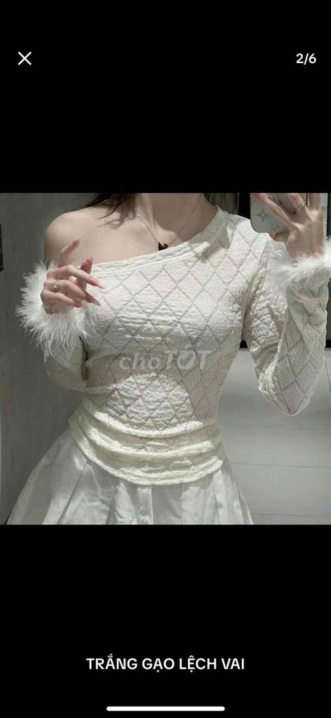 Áo thun nữ ren lệch vai. Mua bán Quần áo tại Huyện Quỳ Châu Nghệ An được đăng bởi Miuu Miuu hình 1