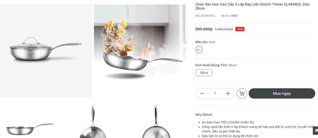 Bộ nồi Elmich Inox Bạc 26cm, 20cm, 16cm. Mua bán Dụng cụ nhà bếp tại Quận Gò Vấp Tp Hồ Chí Minh được đăng bởi Phụ tùng tháo xe hình 1