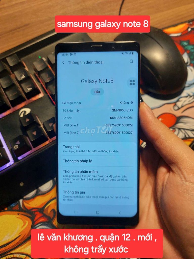 Samsung Galaxy Note 8 Đen Mới. Mua bán Điện thoại tại Quận 12 Tp Hồ Chí Minh được đăng bởi hoàng hình 1