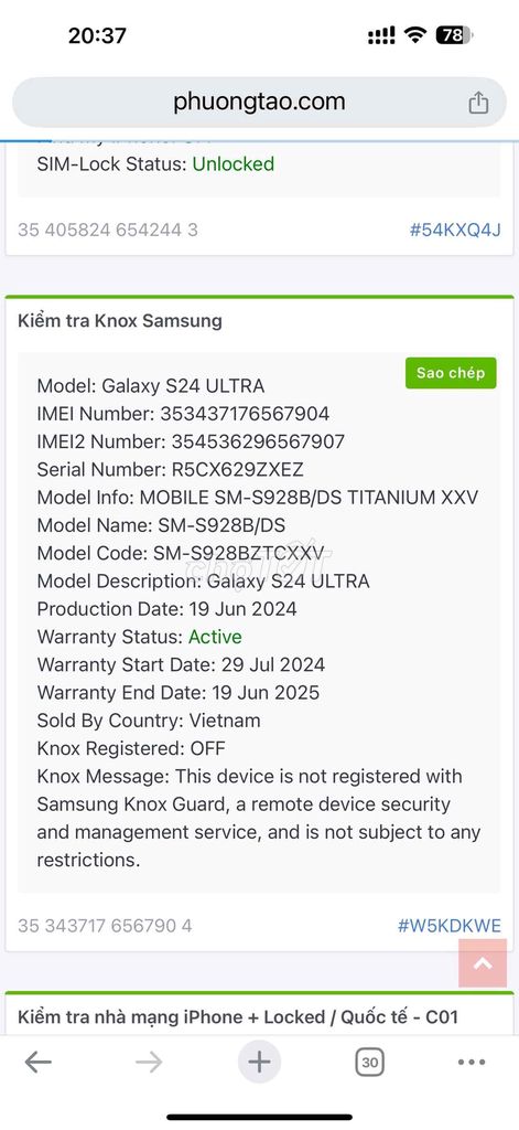 samsung s24 ultra 12/256g bh 6/2025 việt nam