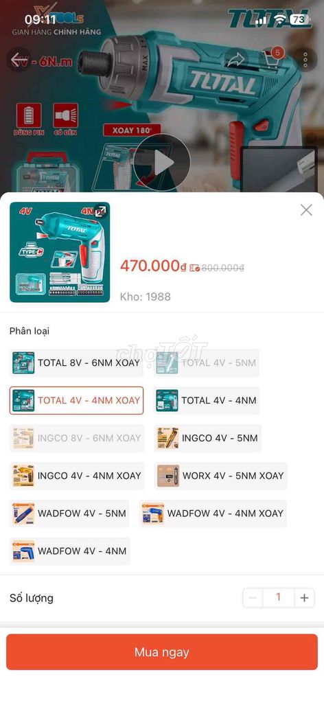 Total TSDLI0442 Máy vặn vít 4V Xanh, Xám, Đỏ. Mua bán Đồ chuyên dụng, Giống nuôi trồng tại Quận 8 Tp Hồ Chí Minh được đăng bởi Trung Nguyễn hình 1