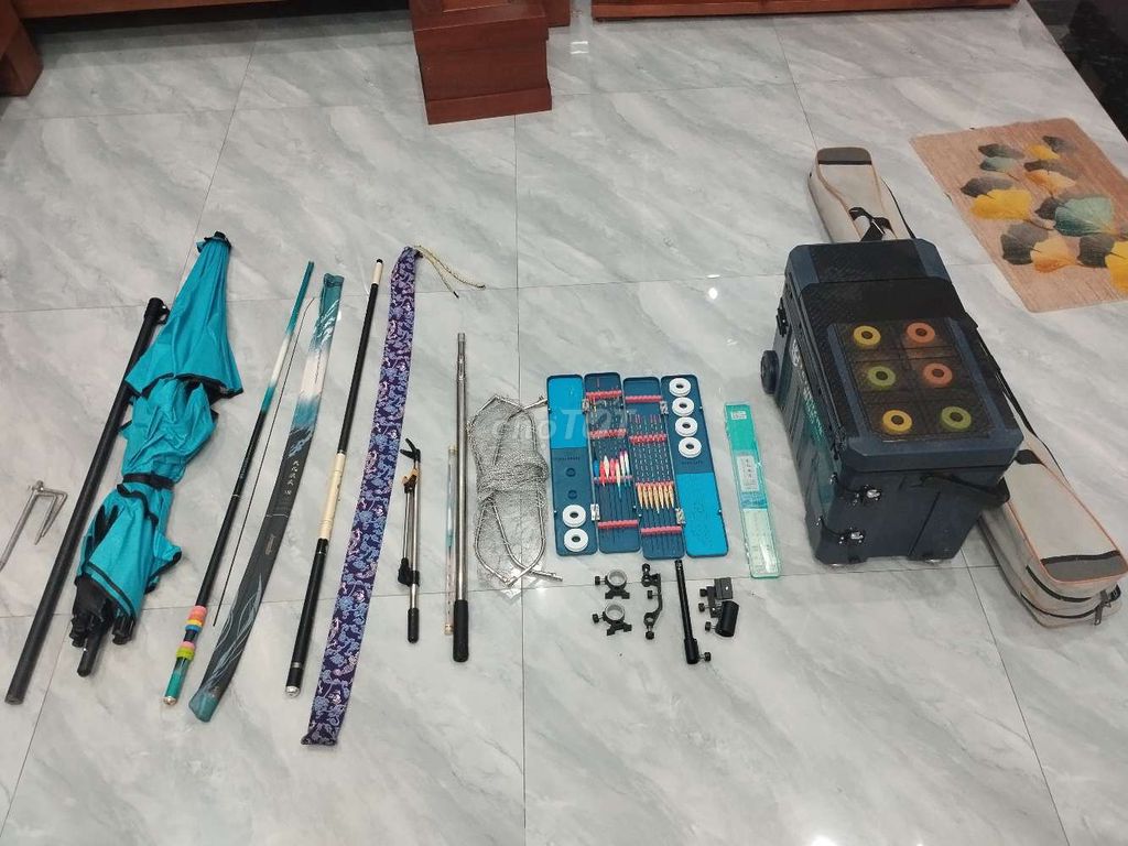 combo bộ cần câu đài và thùng câu đài