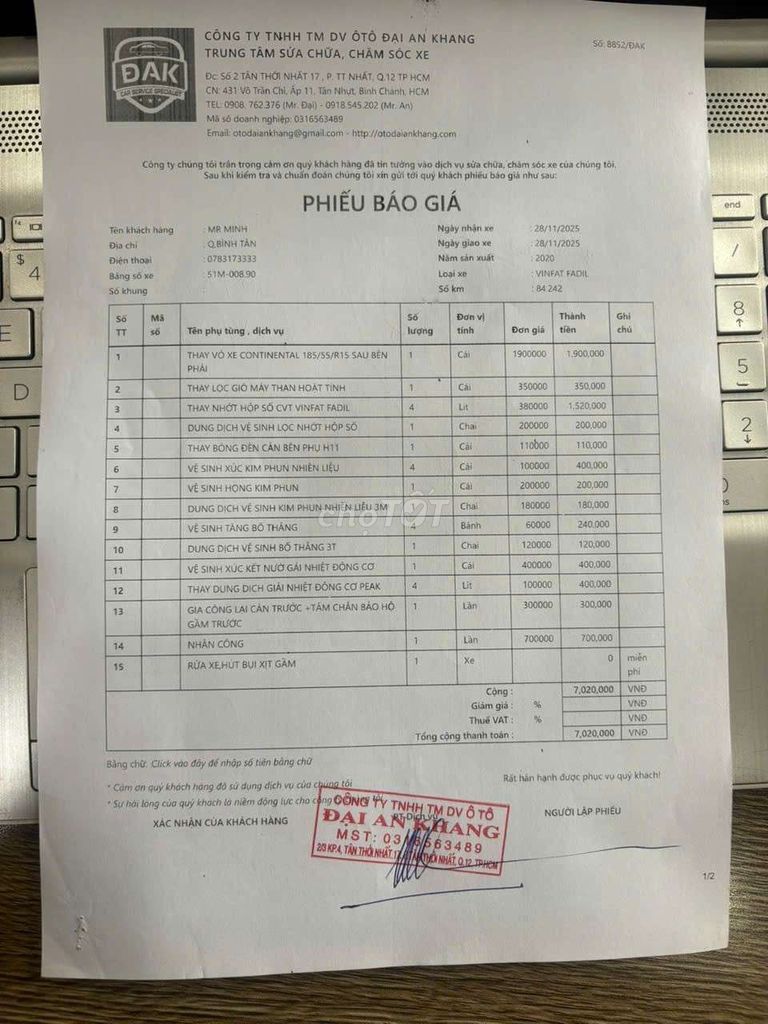 VinFast Fadil 2020 Cam đỏ. Mua bán Ô tô tại Quận Bình Tân Tp Hồ Chí Minh được đăng bởi Phạm Tuấn Minh hình 1