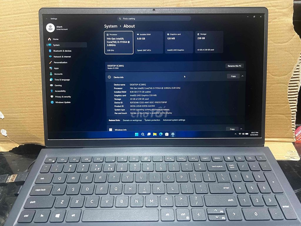 Dell Vostro 15 3510 i3-1115G4 15.6 inch 8GB/256GB. Mua bán Laptop tại Thành phố Đà Lạt Lâm Đồng được đăng bởi Phạm Quang hình 1