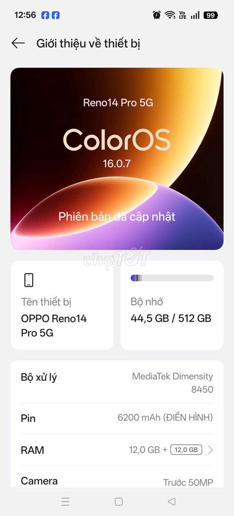 Oppo Reno 14 Pro 5G 512GB Trắng. Mua bán Điện thoại tại Quận Bắc Từ Liêm Hà Nội được đăng bởi Nguyễn Văn Vũ  hình 1