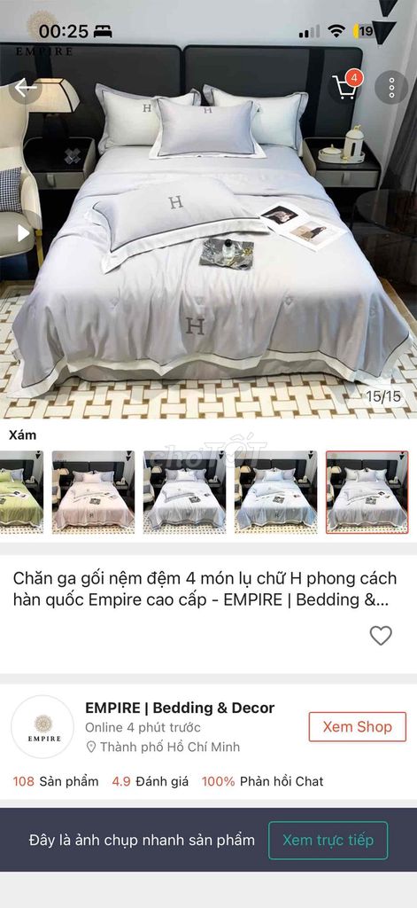 Bộ chăn ga gối Empire Lụa Xám. Mua bán Giường, chăn ga gối nệm tại Quận 1 Tp Hồ Chí Minh được đăng bởi Nga Vu hình 1
