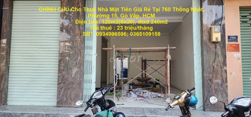 Cho Thuê Nhà Mặt Tiền Giá Rẻ Tại 760 Thống Nhất, Phường 15,Gò Vấp, HCM