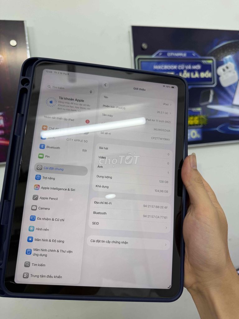🍏 IPAD AIR M2 11" XANH VN/A | MÁY ĐẸP LONG LANH |. Mua bán Máy tính bảng tại Quận Đống Đa Hà Nội được đăng bởi CITYAPPLE hình 1