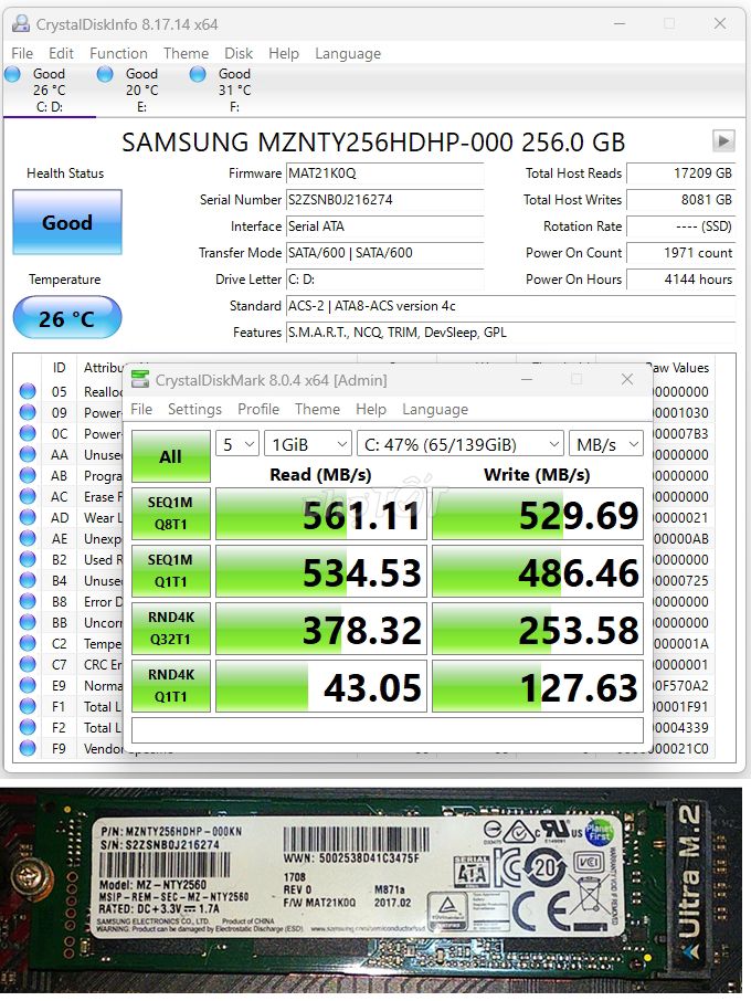 Samsung M2.2280 sata 256GB giá: 350K