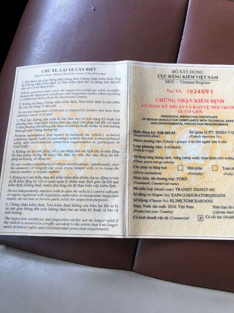 2014 16 Chỗ 2.4 Diesel - 200000 km. Mua bán Ô tô tại Thành phố Vĩnh Long Vĩnh Long được đăng bởi lê Thái Châu hình 6