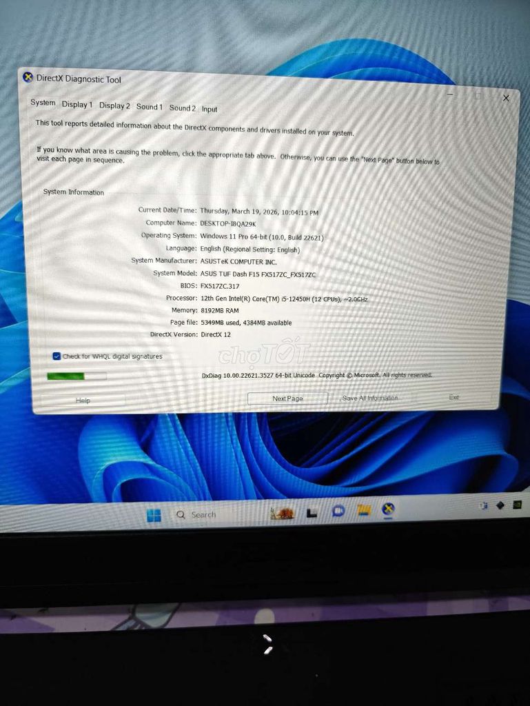 Asus TUF FX517ZC i5-12450H 8G/512G/RTX 3050 zin. Mua bán Laptop tại Quận 12 Tp Hồ Chí Minh được đăng bởi Cầm Đồ Thanh Lý hình 1