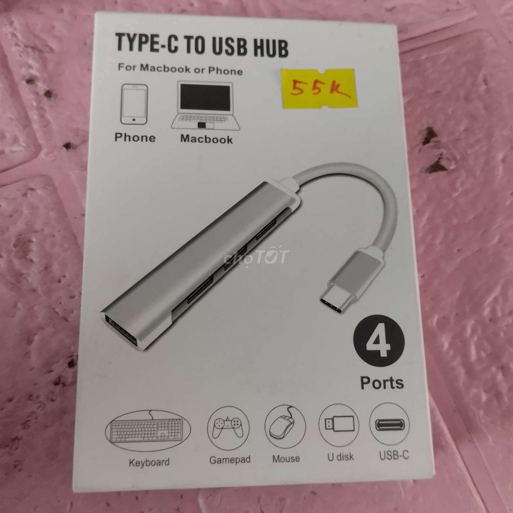 Hub bộ chuyển đổi Type-C to 4 USB Hub