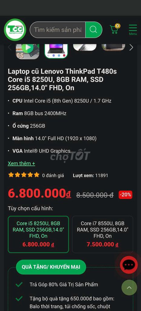 Lenovo ThinkPad T480s i5-8250U 14 inch 8GB/256GB. Mua bán Laptop tại Huyện Nhơn Trạch Đồng Nai được đăng bởi Đức hình 1